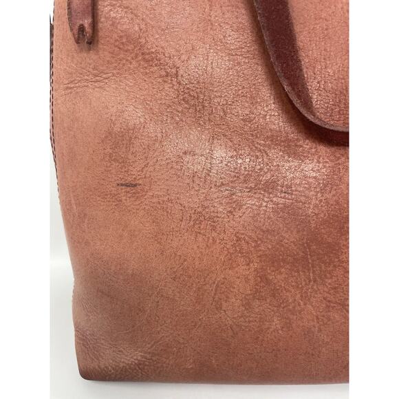 Madewell Mini Transport Tote Brick Red Leather Women's Hobo Purse Handbag - Picture 3 of 16